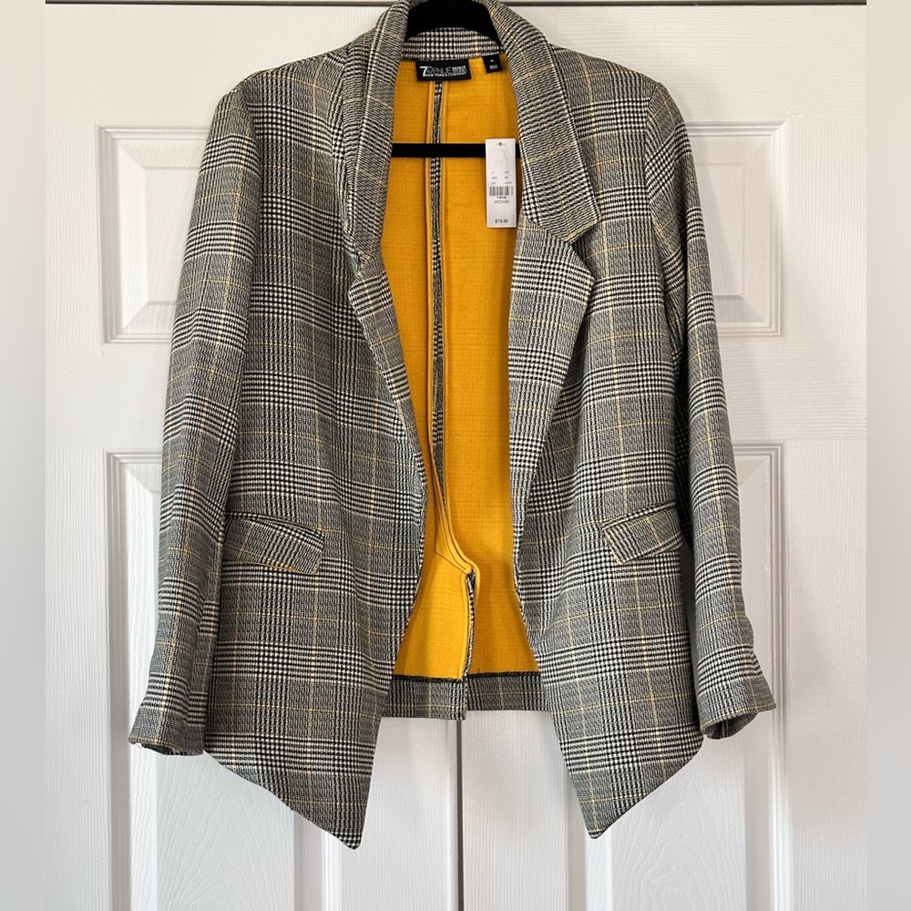 New York & Company Knit Plaid Blazer Size Medium NWT